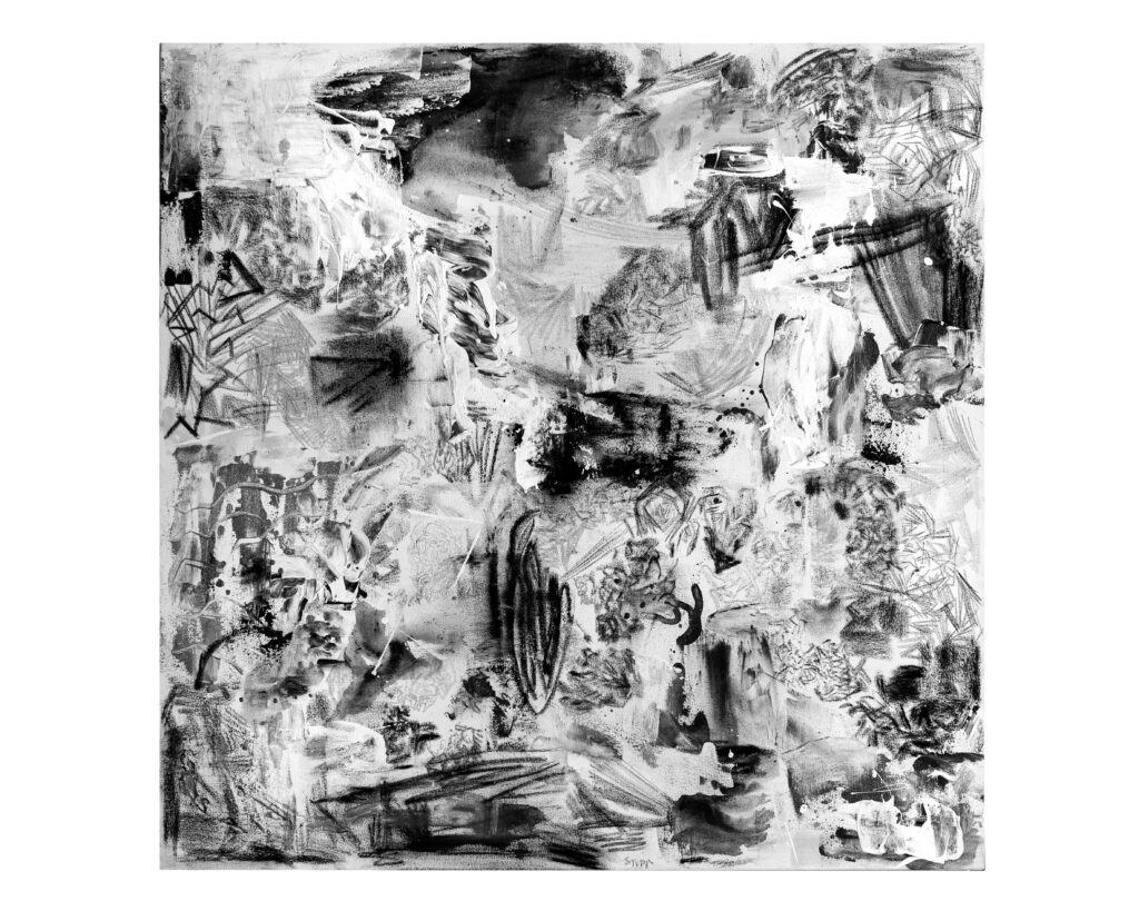 "Paisaje", técnica mixta sobre tela, Eduardo Stupía, 2015 (150x150 cm)