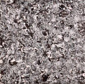 Sin título (Eduardo Stupía, 2004), tinta y aguada sobre tela, 150x150 cm.